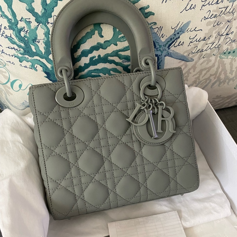 Dior | Like new Lady Dior ultra matte gray small